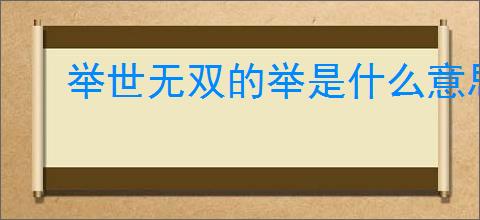 举世无双的举是什么意思