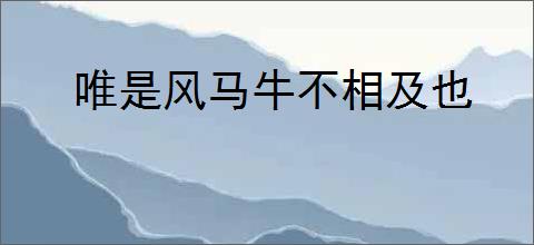 唯是风马牛不相及也