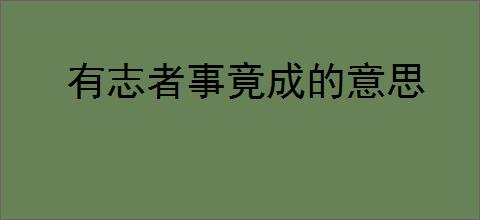 有志者事竟成的意思