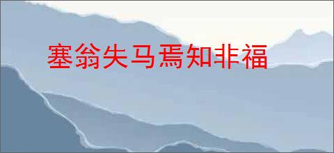 塞翁失马焉知非福