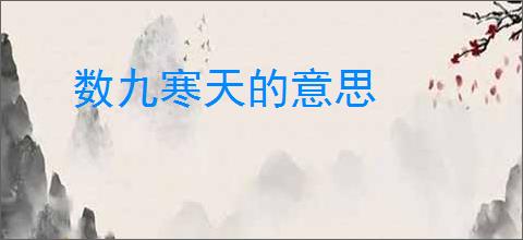 数九寒天的意思